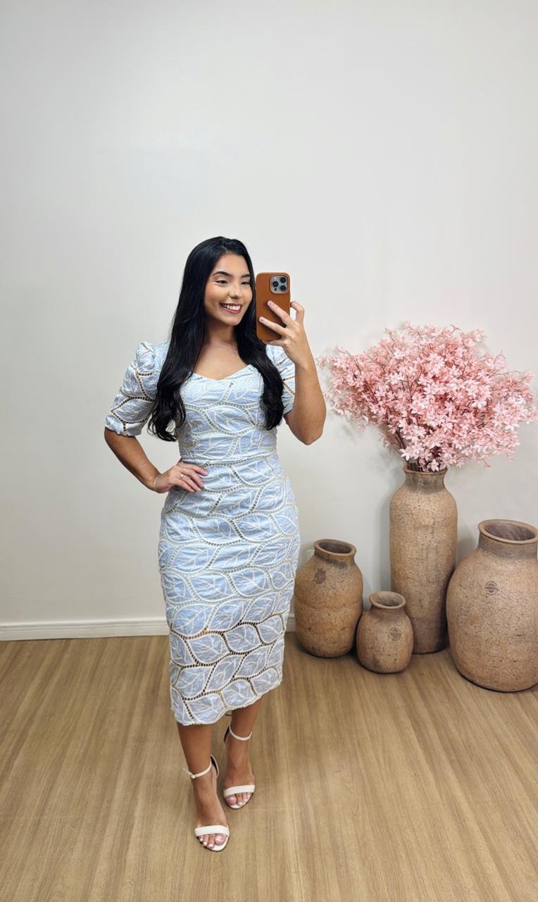 Vestido de richelieu azul - Menina de Fé - Imagem 2
