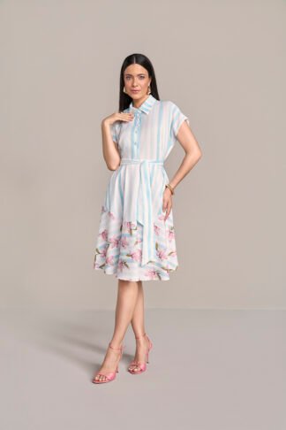 811297 VESTIDO EM CREPE COM MIX DE ESTAMPAS 100CM - Laura Rosa