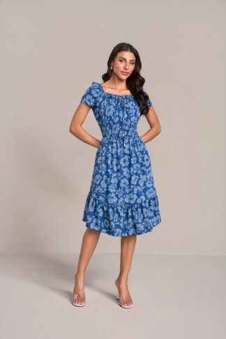 811261 VESTIDO EM CREPE ESTAMPADO 105CM - Laura Rosa