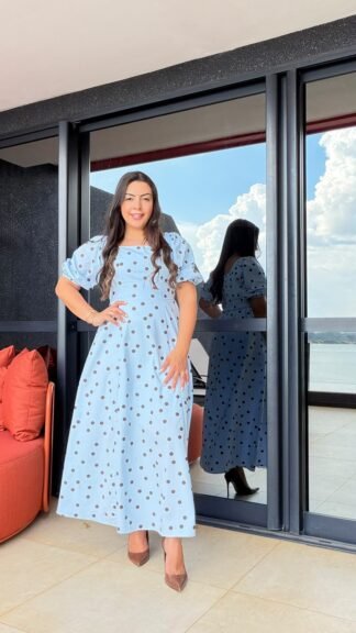 Vestido max midi de poá