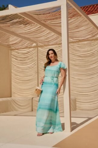 Vestido Longo em Viscose Estampada Degradê - Expressão