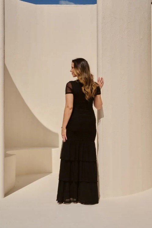 Vestido Longo em tule c/ Babados - Expressão - Imagem 3