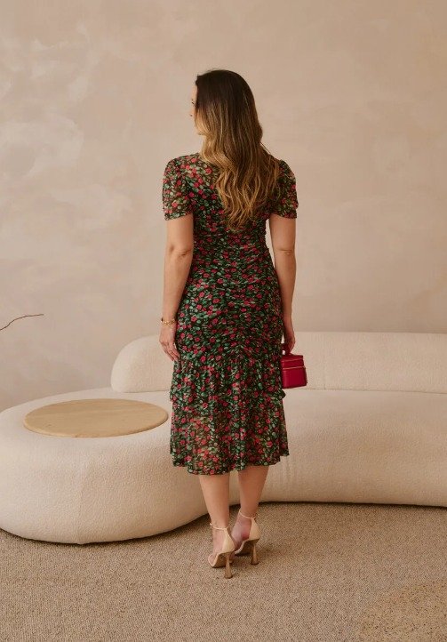 estido Midi em Tule Floral c/ Drapeado - Expressão - Imagem 2
